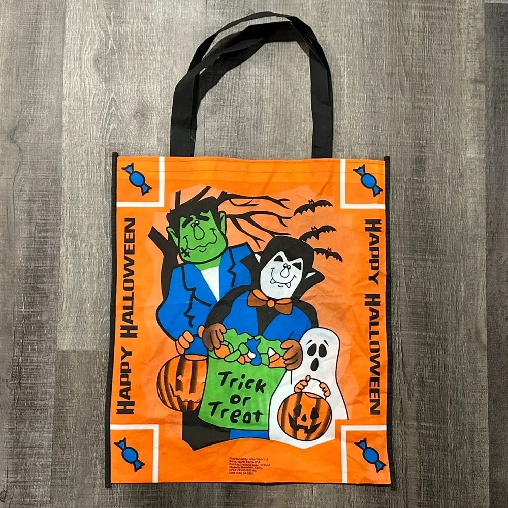 💞 Orange Monster “Happy Halloween” Trick or Treat Reusable Tote Bag